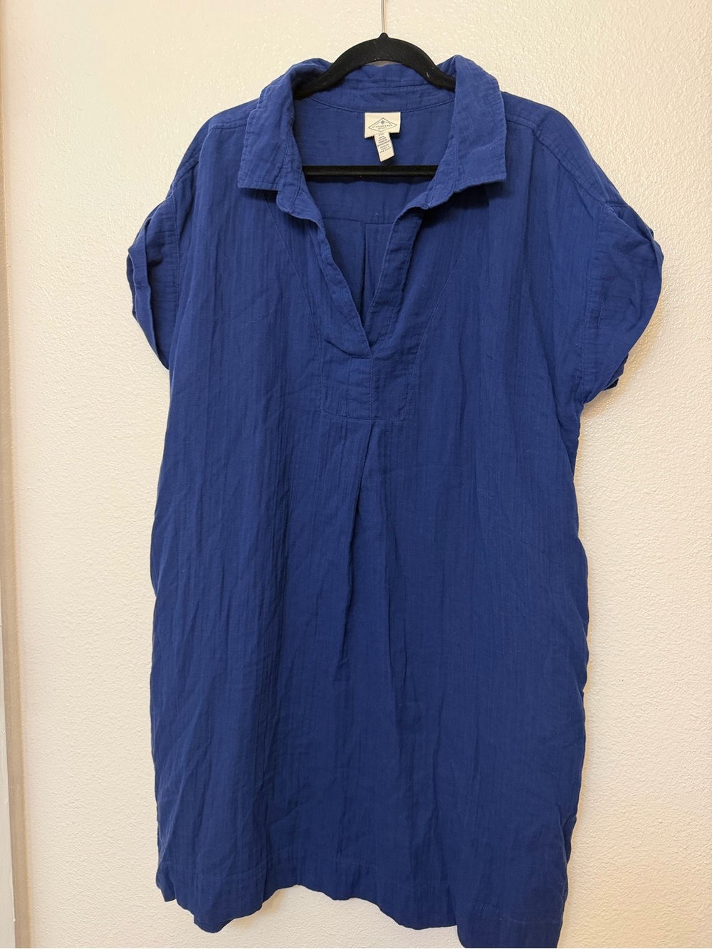 St. John's Bay Royal Blue Collared shirt Dress cotton muslin gauze XXL